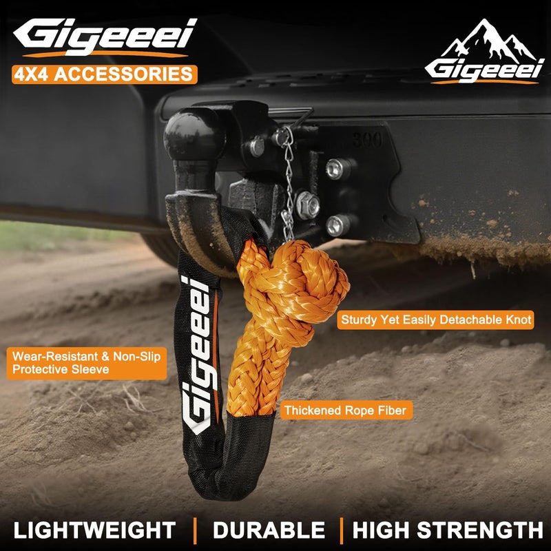 Gigeeei Soft Shackles Tow Recovery - 1/2 Inch X 22 Inch (56,000lbs) Soft Shackle Recovery Kit for Off-Road Winch and Vehicle Towing (Orange) - Image 5